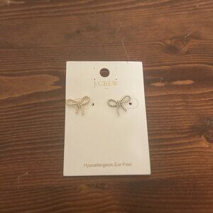 Brand New J. Crew Pearl Bow Stud Earrings - One Gold and One Silver